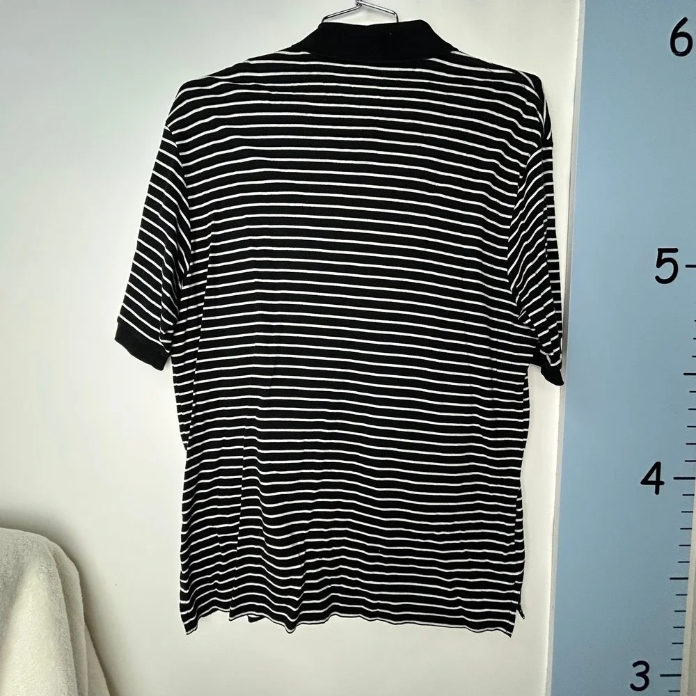 Ralph Lauren Polo Golf‎ Black White Stripes Polo Shirt Men's Large